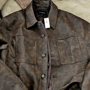 Banana Republic Men's-Style Brown Suede Button-Front Jacket
